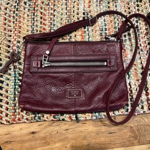 Fossil plum colored small leather crossbody